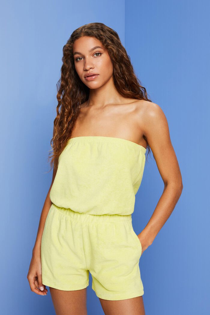 Recycled: terry beach jumpsuit, LIME YELLOW, detail image number 0