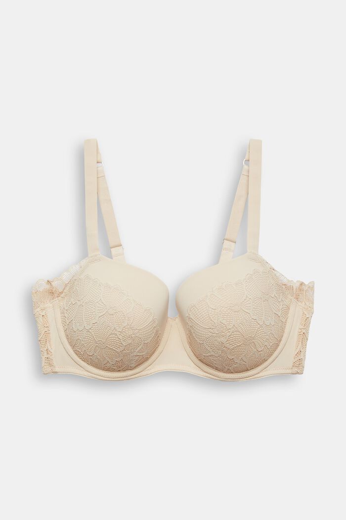 Padded Underwire Lace Bra, SAND, detail image number 0