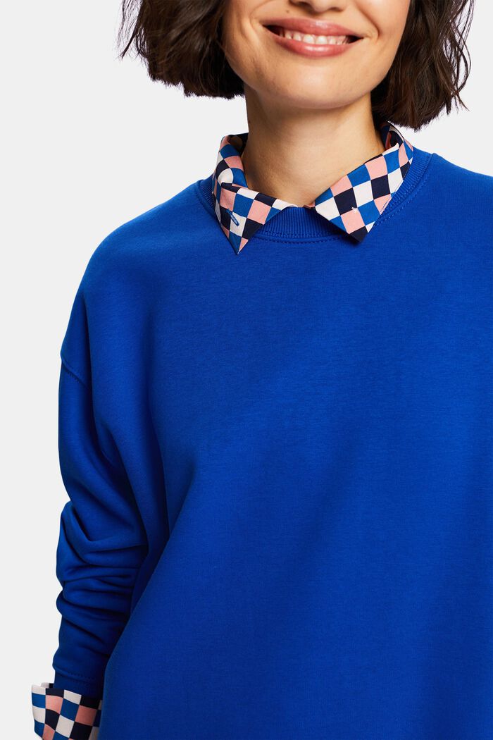 Cotton Blend Pullover Sweatshirt, BRIGHT BLUE, detail image number 3
