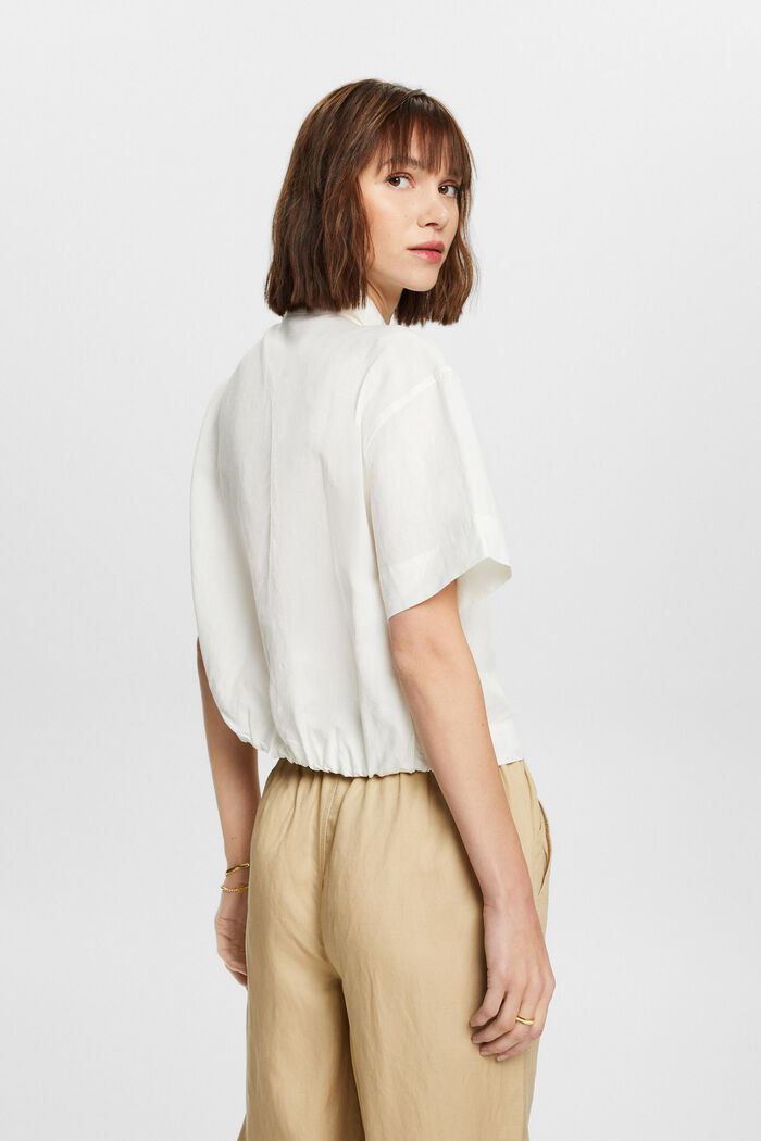 ESPRIT - Cropped shirt blouse, linen blend at our online shop