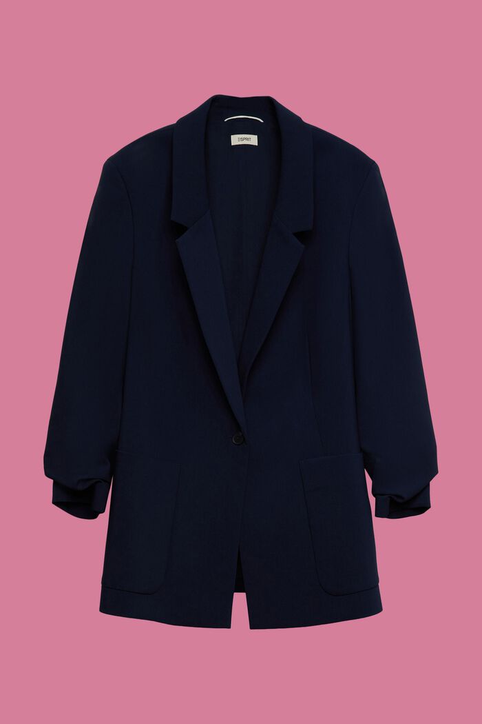 CURVY blazer with draped sleeves, NAVY, detail image number 0
