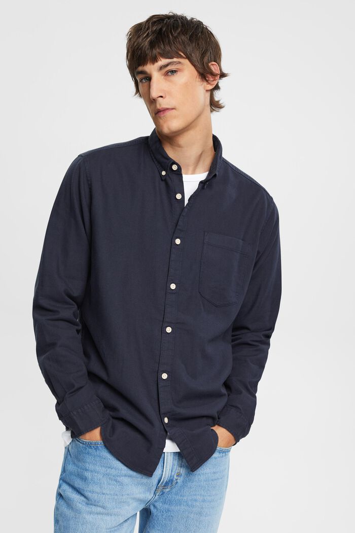 Button down cotton shirt, NAVY, detail image number 0