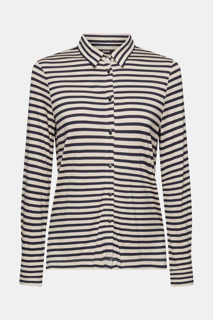 Striped long-sleeved top with buttons, LIGHT TAUPE, detail image number 5