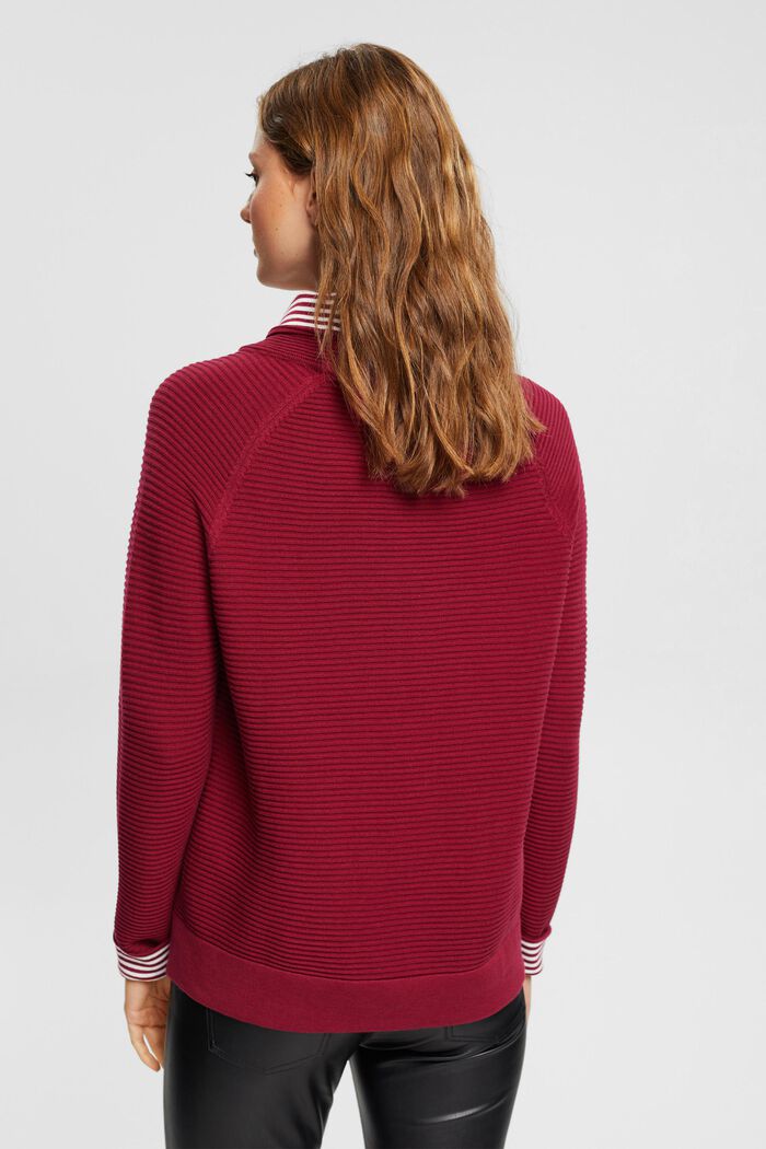 Textured high neck jumper with drawstring, CHERRY RED, detail image number 3