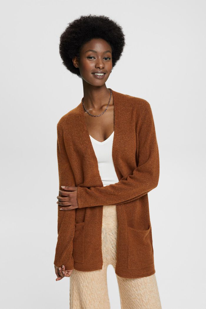 Fine knit blended wool cardigan