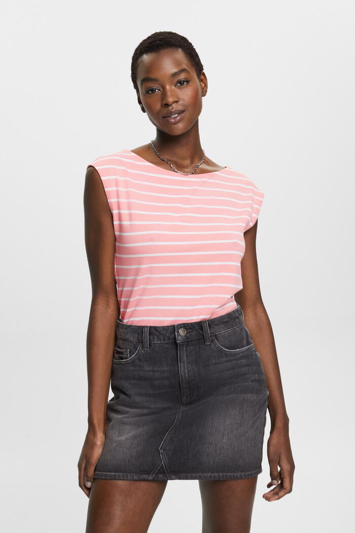 Striped cotton T-shirt, PINK, detail image number 0