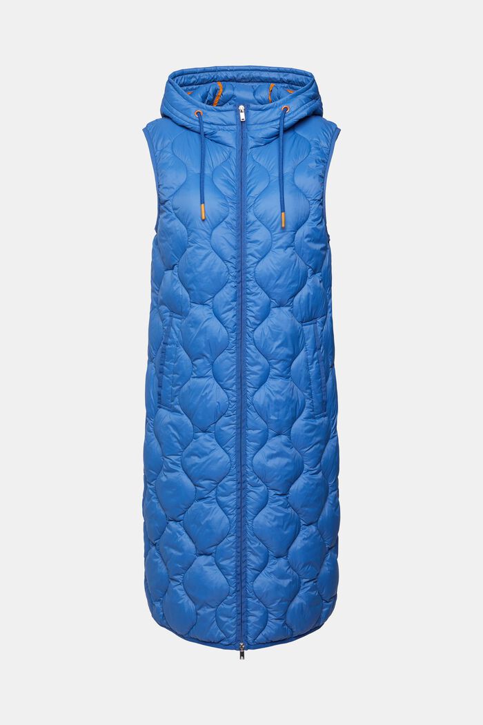 Long quilted body-warmer, BLUE, detail image number 6