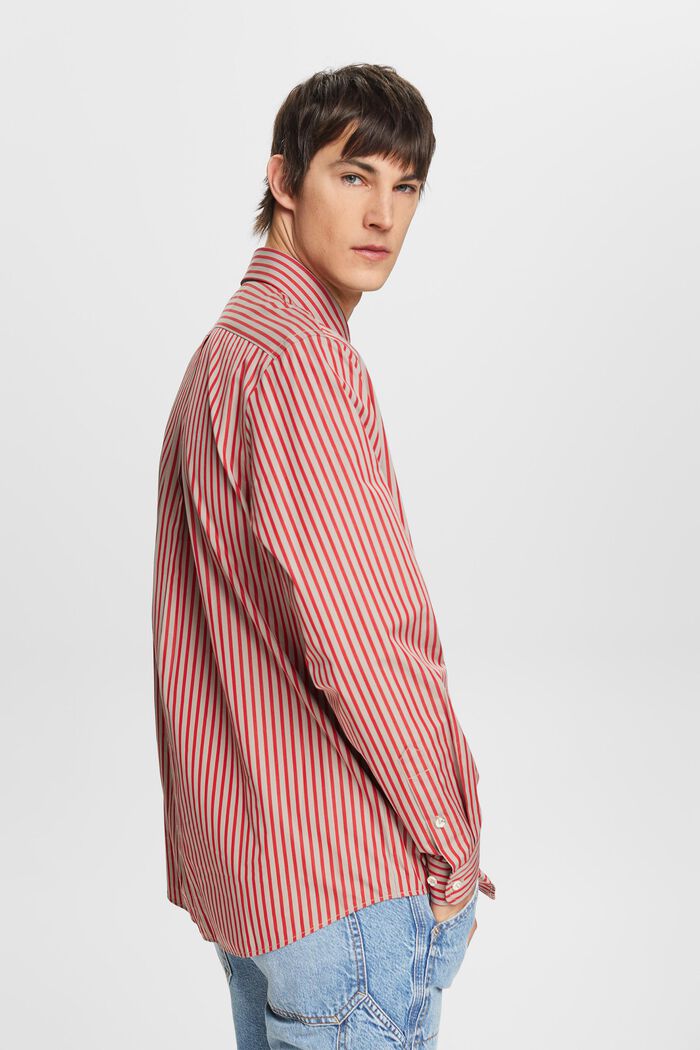 Striped Poplin Shirt, DARK RED, detail image number 3