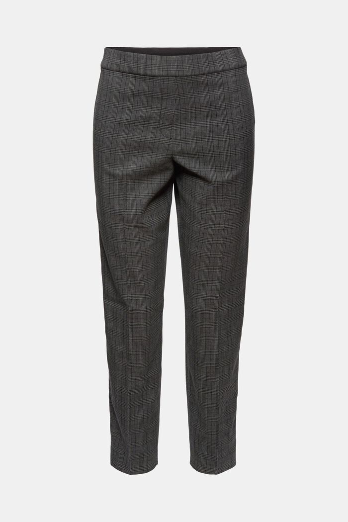Cropped check trousers with an elasticated waistband