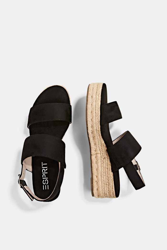 Wedge heel sandals made of faux suede, BLACK, detail image number 1