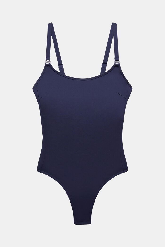 Made of recycled material: unpadded swimsuit with underwiring, NAVY, detail image number 6