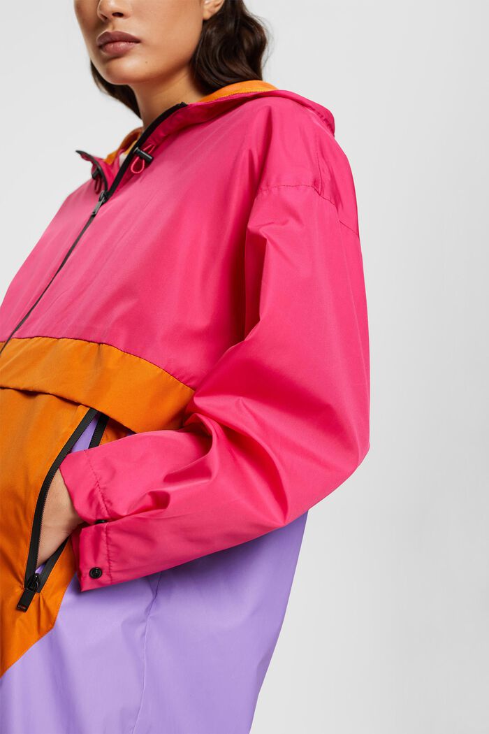 Colour block rain coat, PINK FUCHSIA, detail image number 0