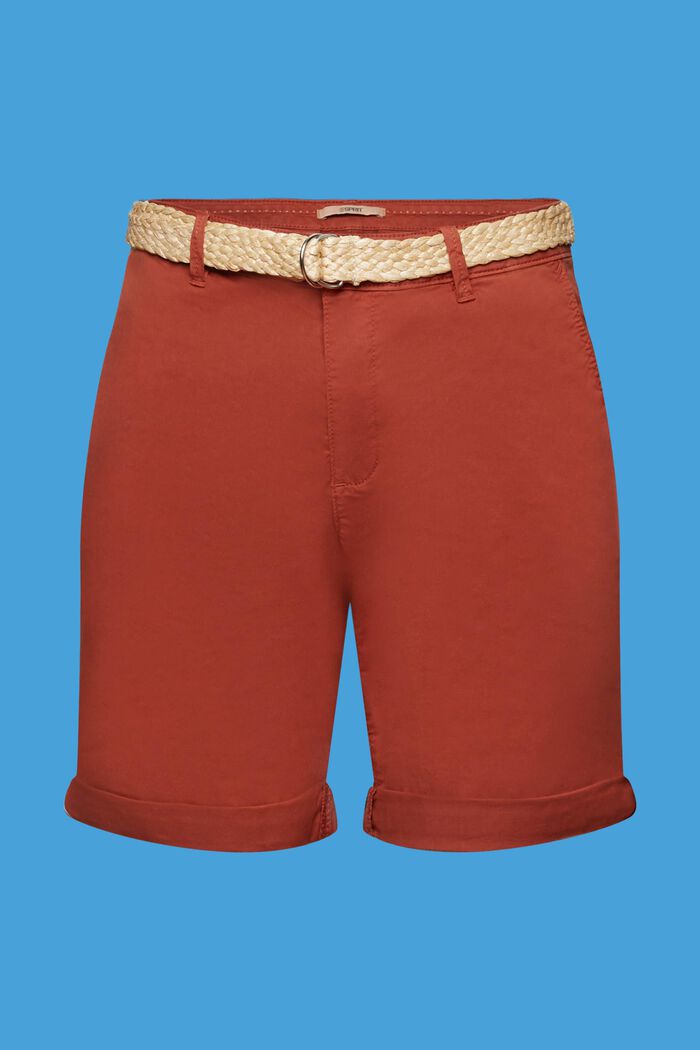 Shorts with braided raffia belt, TERRACOTTA, detail image number 6
