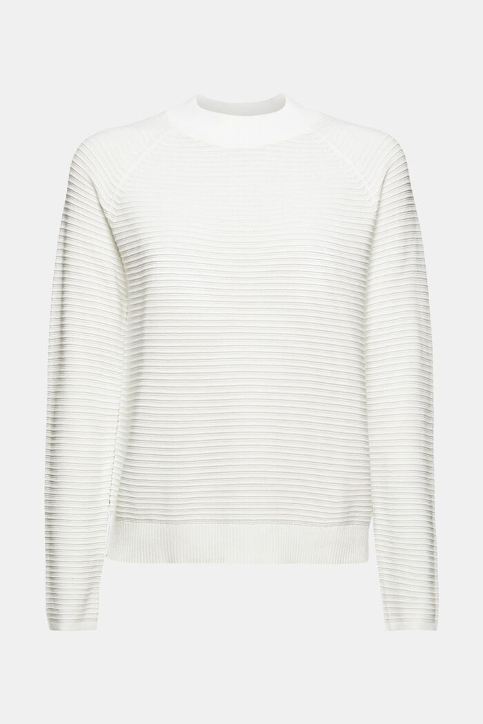 Jumper with a ribbed texture, organic cotton, OFF WHITE, detail image number 0