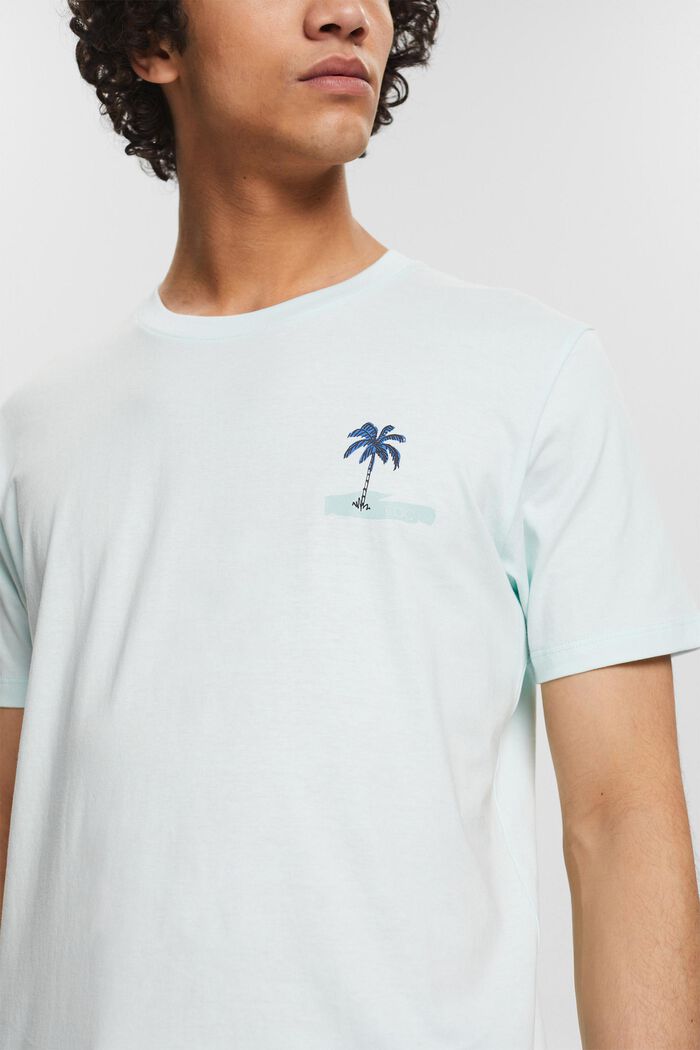 Jersey T-shirt with a small printed motif, LIGHT AQUA GREEN, detail image number 1