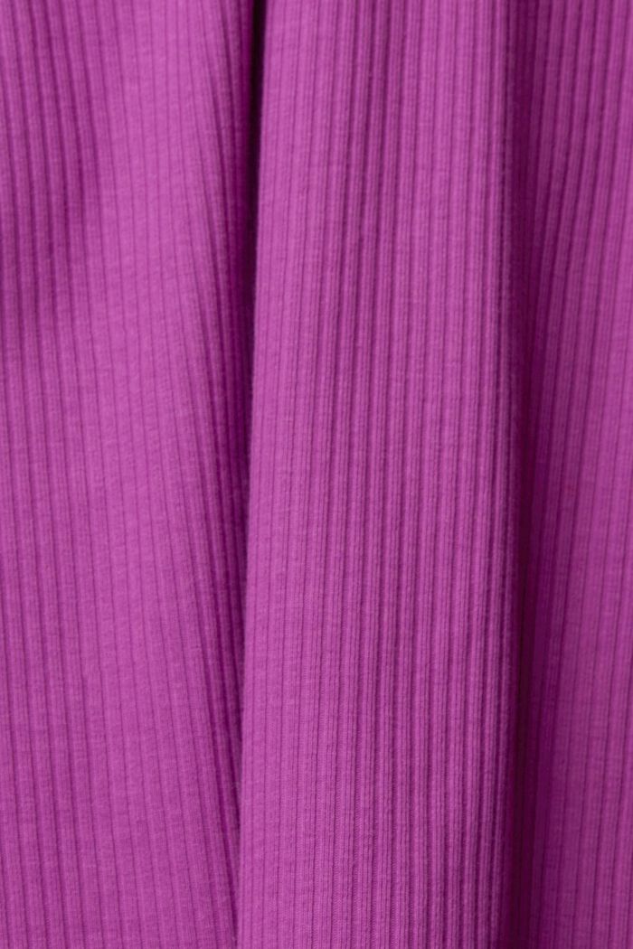Ribbed long sleeve top with polo collar, VIOLET, detail image number 1