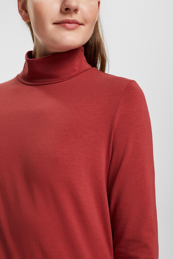 Turtle neck long sleeve top, TERRACOTTA, detail image number 0