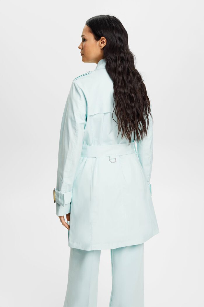 Double-breasted trench coat, LIGHT AQUA GREEN, detail image number 3