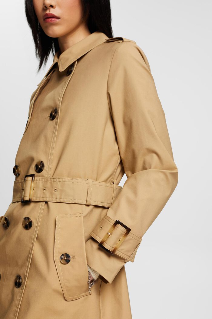 Double-breasted trench coat, KHAKI BEIGE, detail image number 2