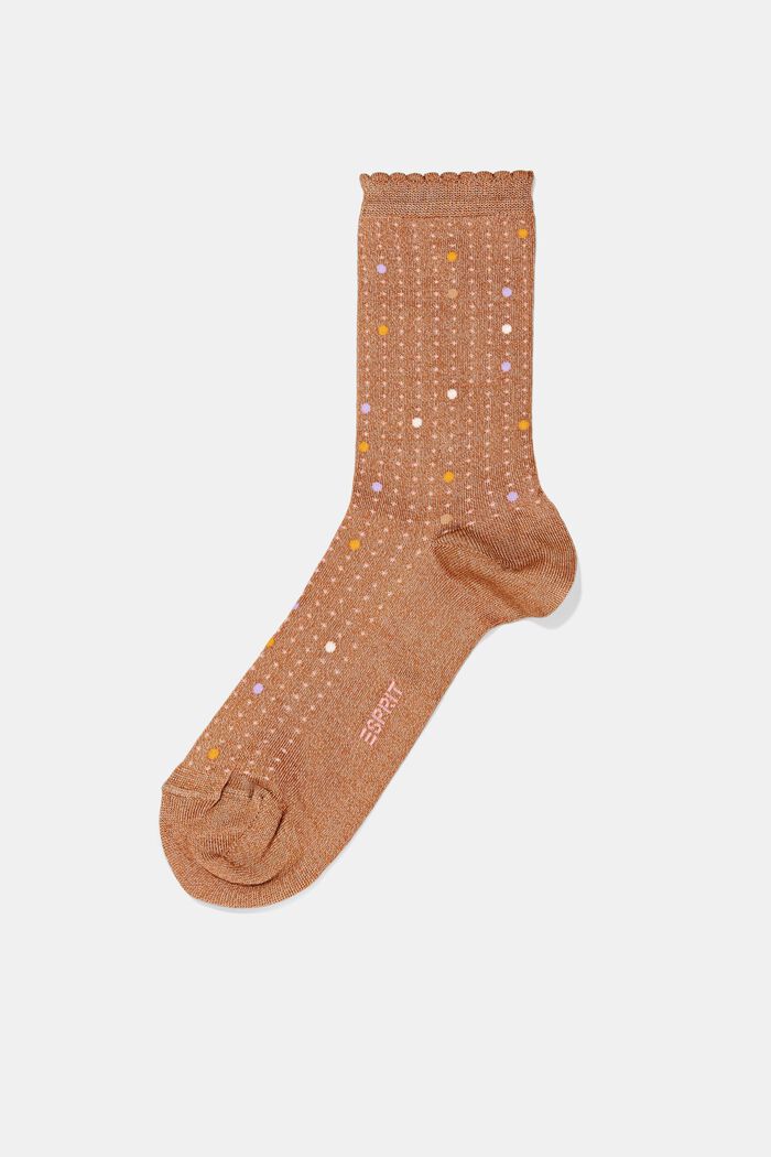 Cotton blend socks with scalloped edges, SIENNA, detail image number 0