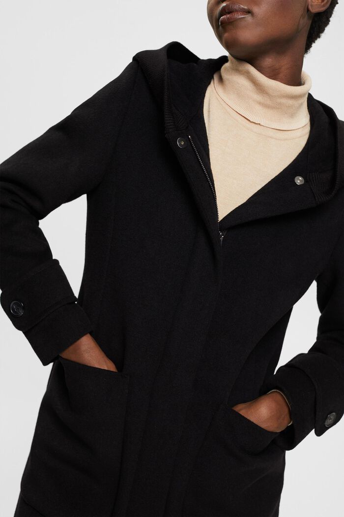 Wool blend coat, BLACK, detail image number 2