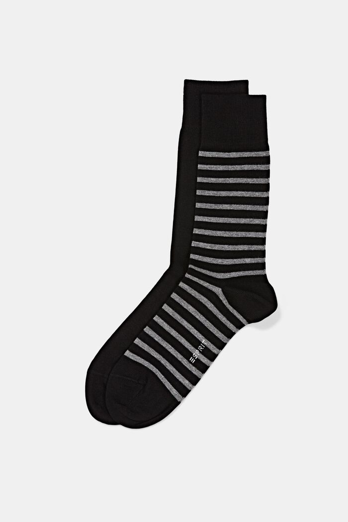 Double pack of socks made of blended organic cotton, BLACK, overview