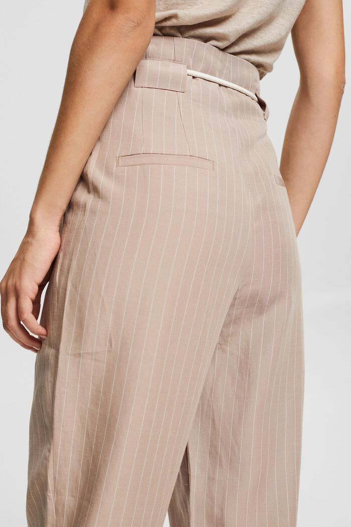Linen blend: drawstring paperbag trousers, LIGHT TAUPE, detail image number 5
