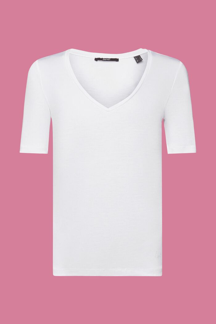 V-neck T-shirt, TENCEL™, WHITE, detail image number 6
