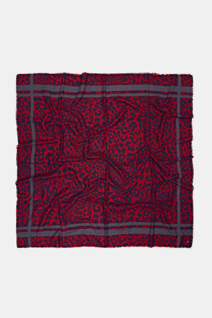 Recycled: leopard pattern scarf, DARK RED, detail image number 4