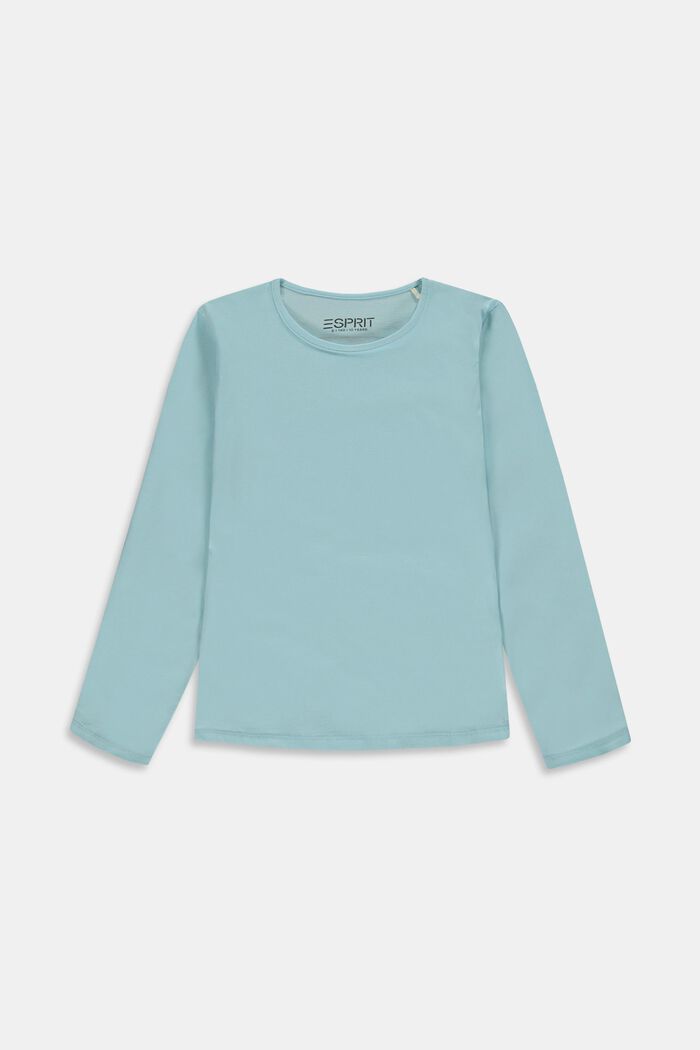 Long-sleeved top with positive message, LIGHT TURQUOISE, detail image number 0