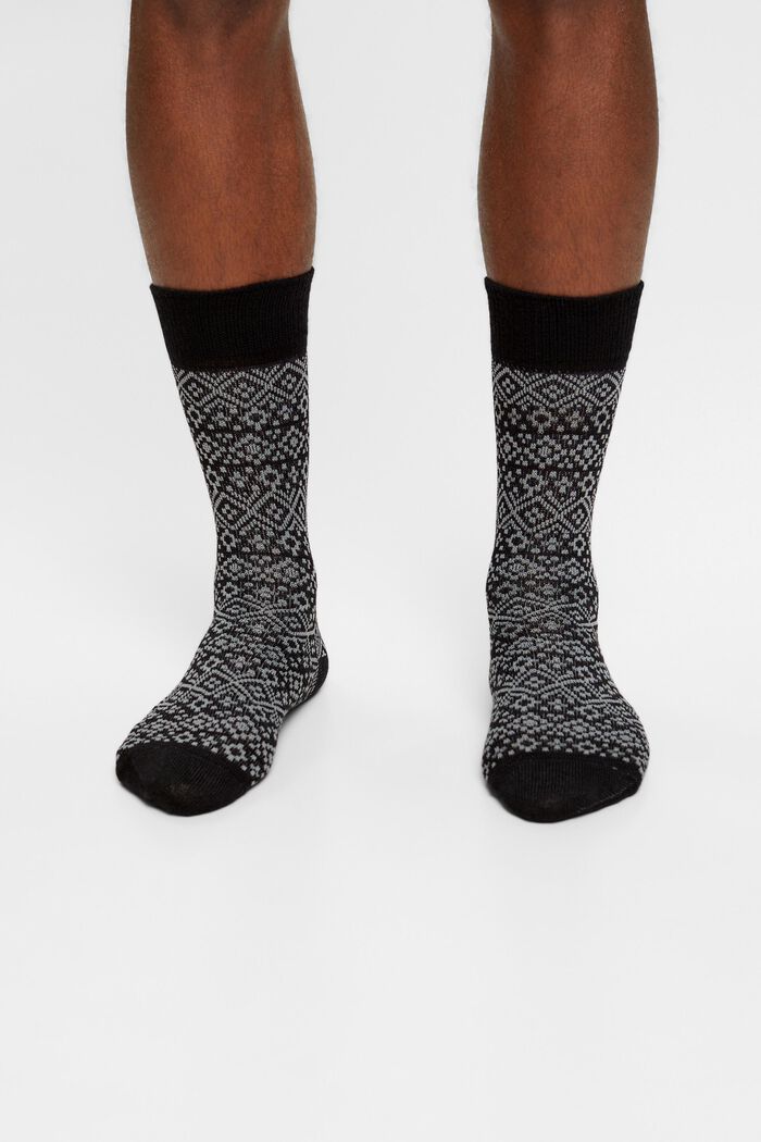 2-pack of wool blend socks with Fair Isle pattern