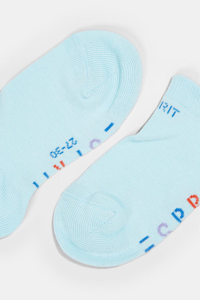 Double pack of trainer socks with a logo, LIGHT BLUE, detail image number 1