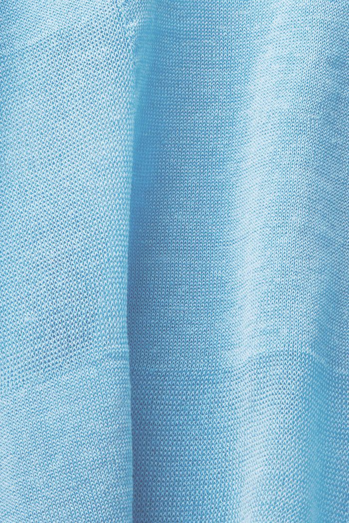 Linen-Blend Checked Sweater, LIGHT TURQUOISE, detail image number 4