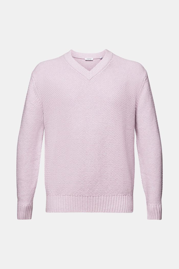 Cotton V-Neck Sweater, LILAC, detail image number 5