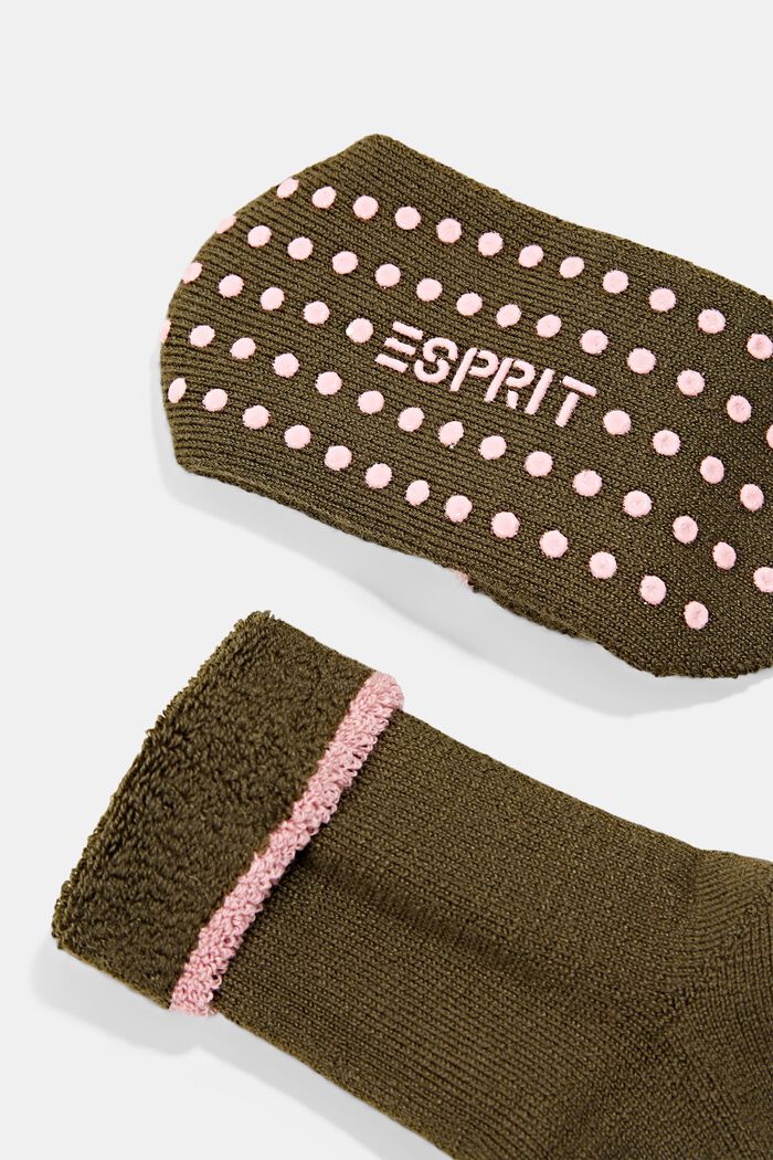 Soft stopper socks, wool blend, OLIVE, detail image number 1