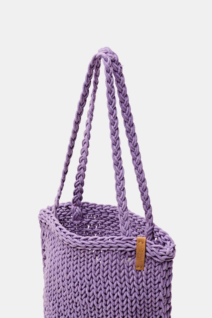 Color-Blocked Crochet Cotton Tote, LILAC, detail image number 3