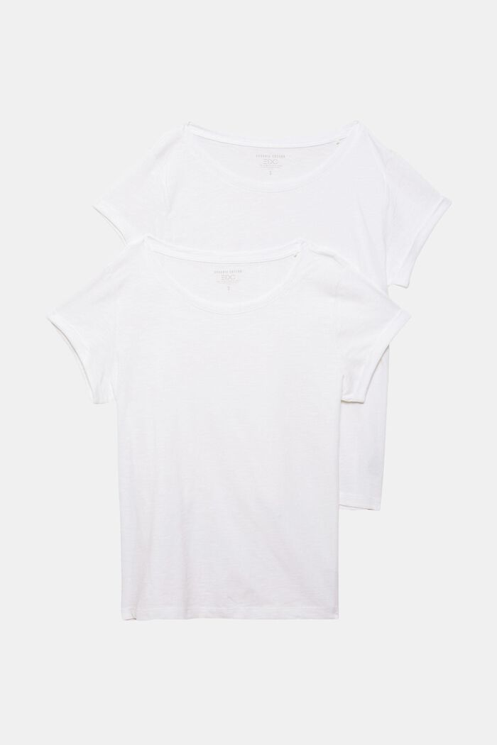 Double pack of basic T-shirts, organic cotton, WHITE, overview