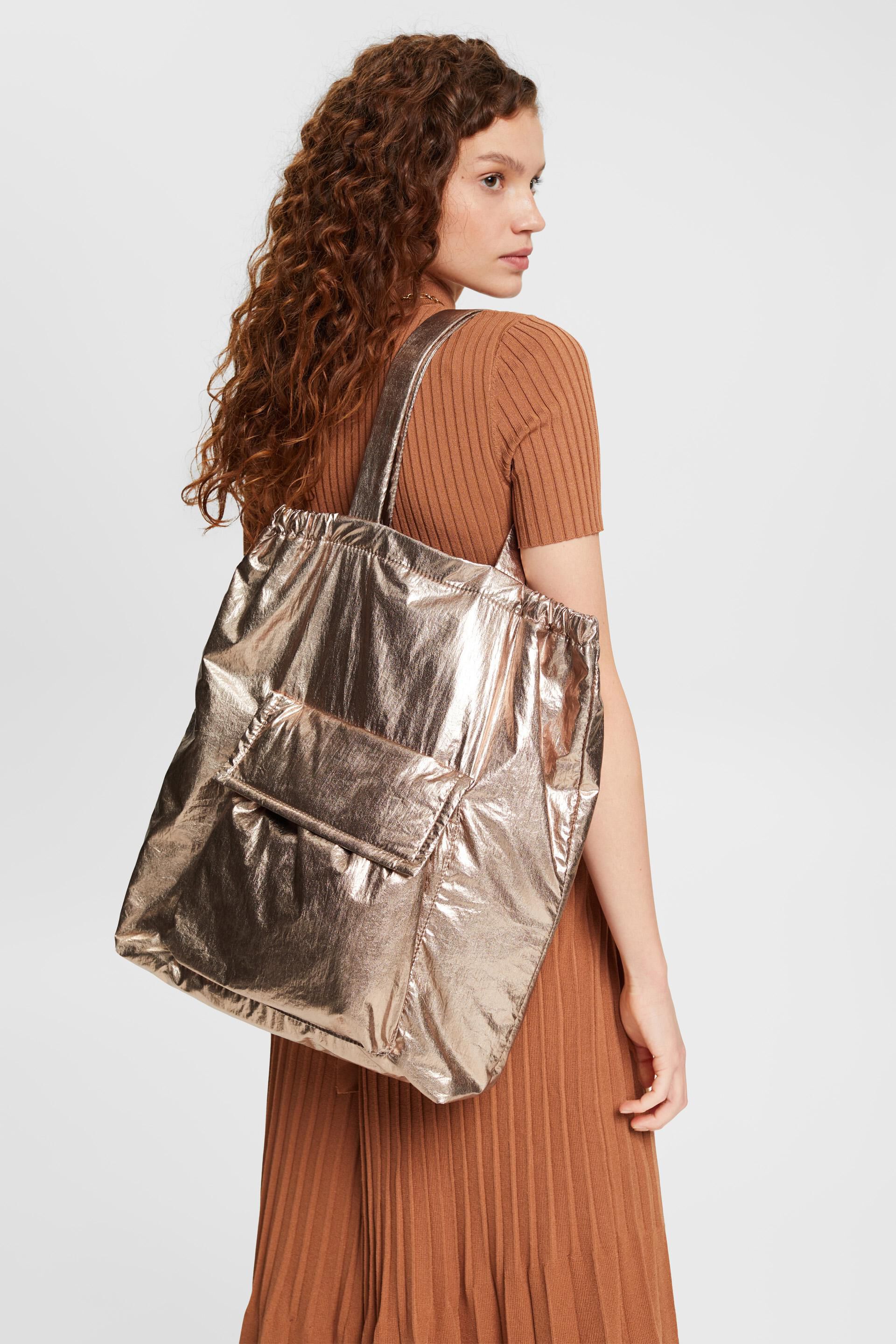 Ladies Womens New Quality Lightweight Metallic Beach Bag Holiday Travel Shopping 