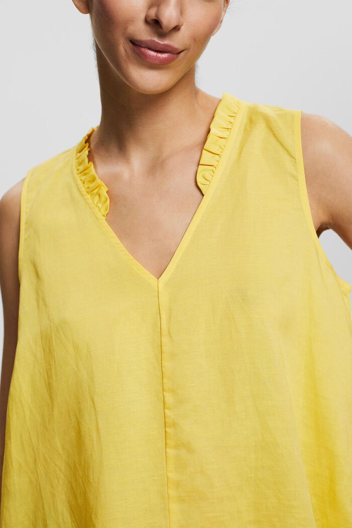 Blouse in blended linen, SUNFLOWER YELLOW, detail image number 2