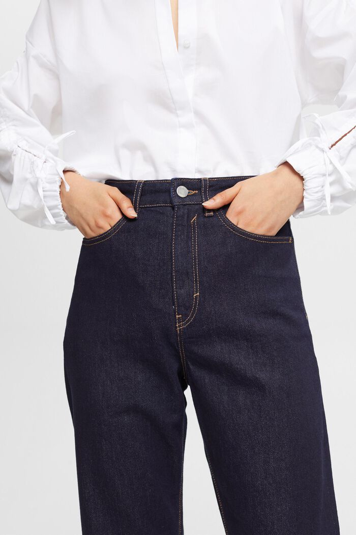 High-Rise Turn-Up Straight-Leg Jeans, BLUE RINSE, detail image number 0