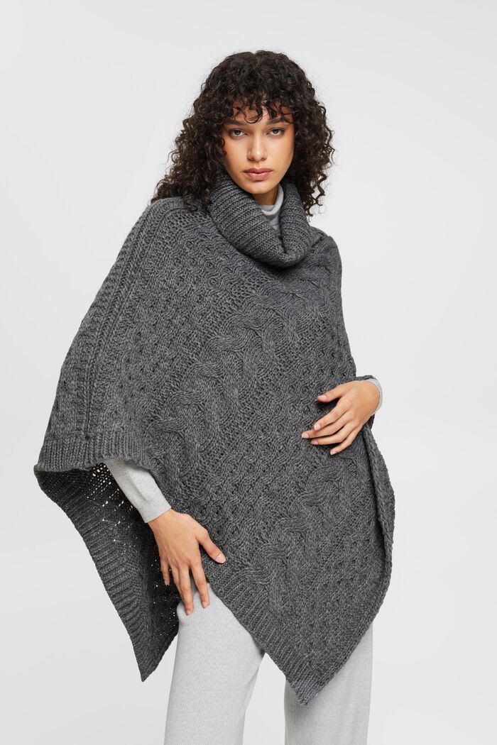 Blended wool poncho