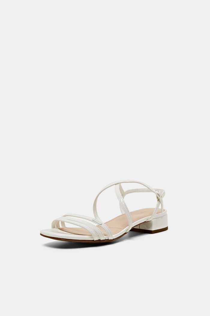 Faux patent leather block heel sandals, WHITE, detail image number 2