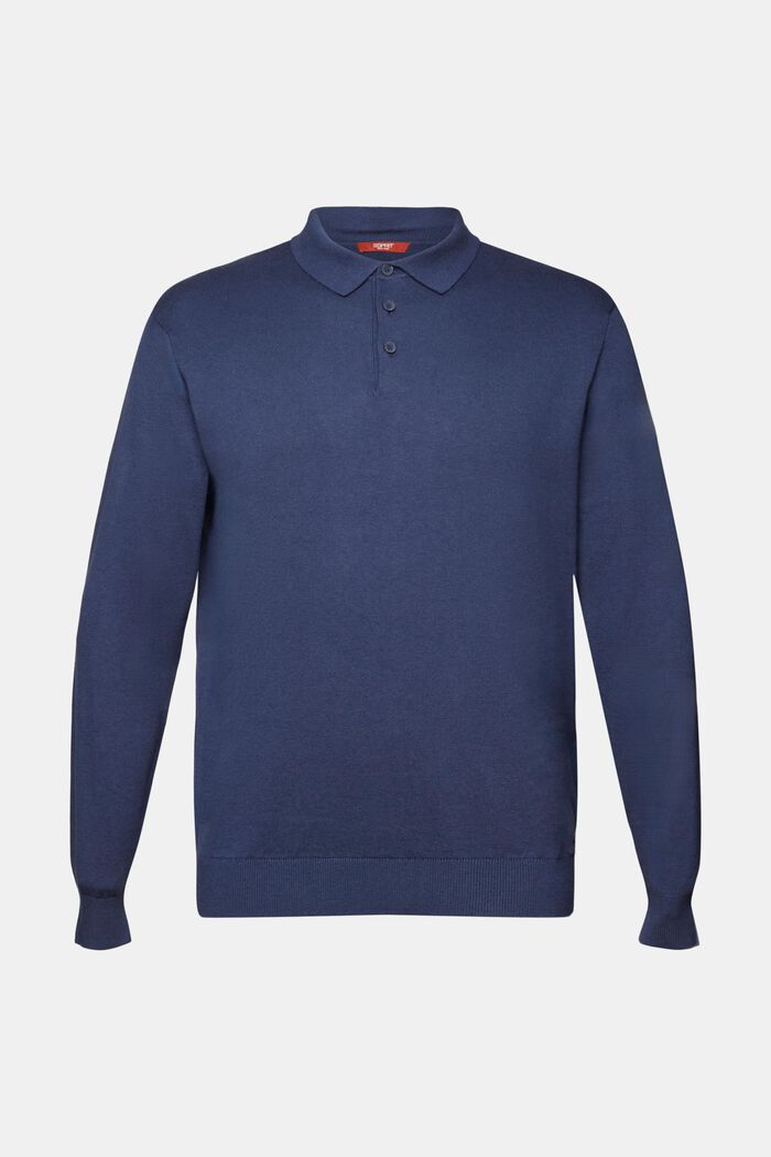 Knit jumper with a polo collar, TENCEL™, GREY BLUE, detail image number 5