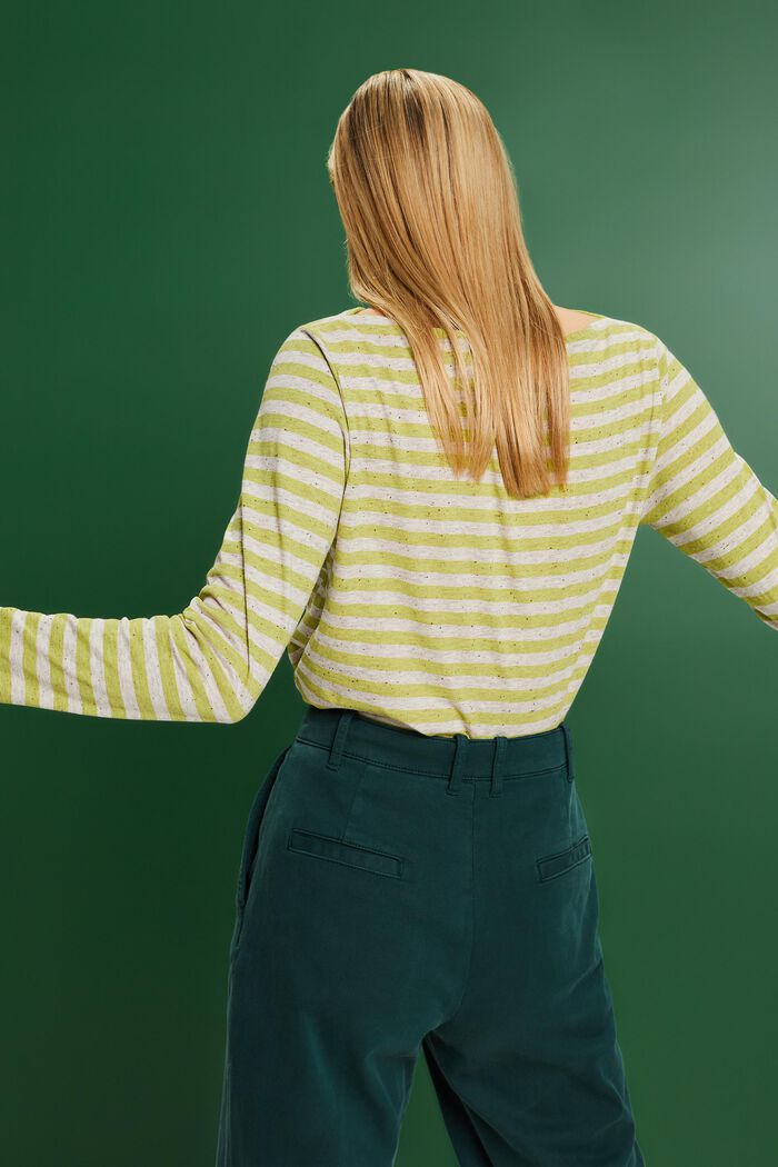 Striped Jersey Long Sleeve Top, PISTACHIO GREEN, detail image number 2