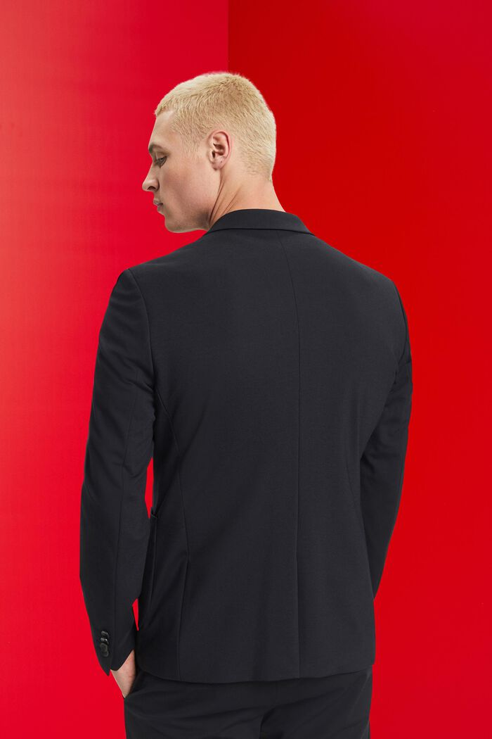 Single-breasted piqué jersey blazer, BLACK, detail image number 3