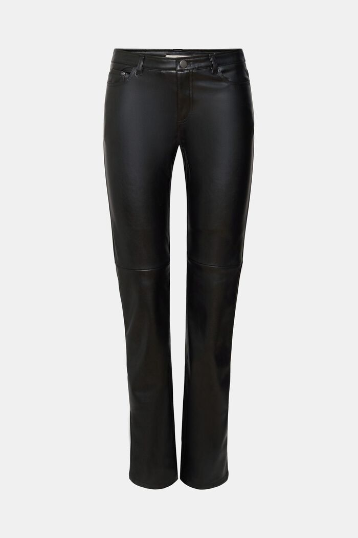 Mid-rise straight leg faux leather trousers