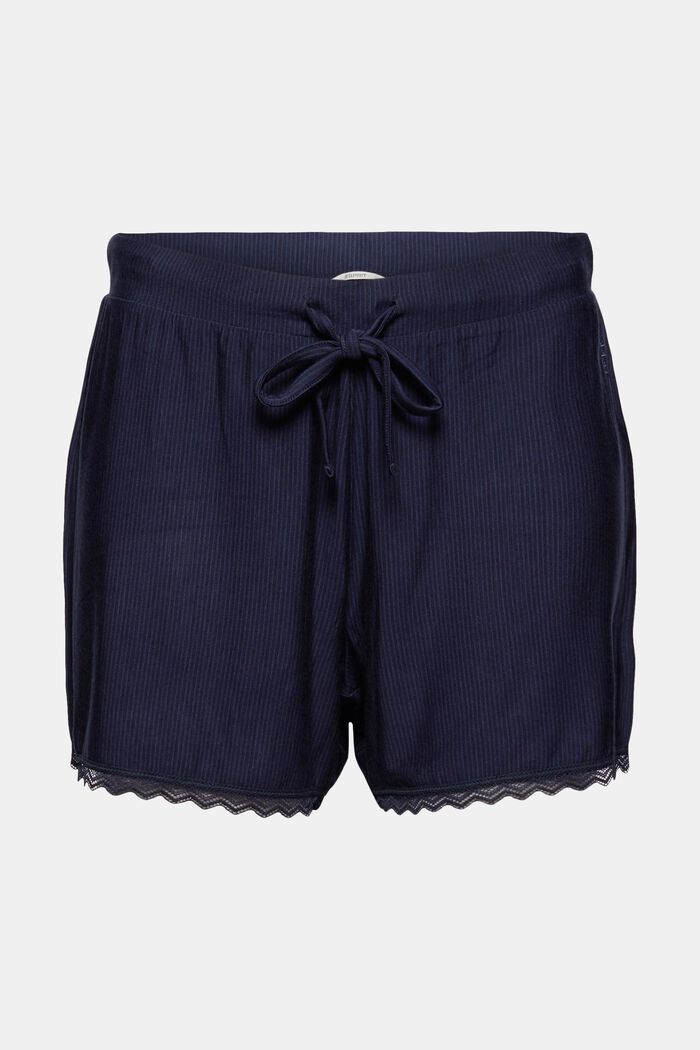 Pyjama shorts with lace, LENZING™ ECOVERO™, NAVY, detail image number 7