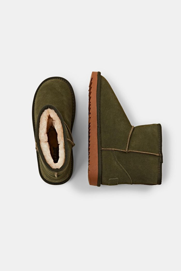 Suede Faux Fur Lined Boots, KHAKI GREEN, detail image number 5