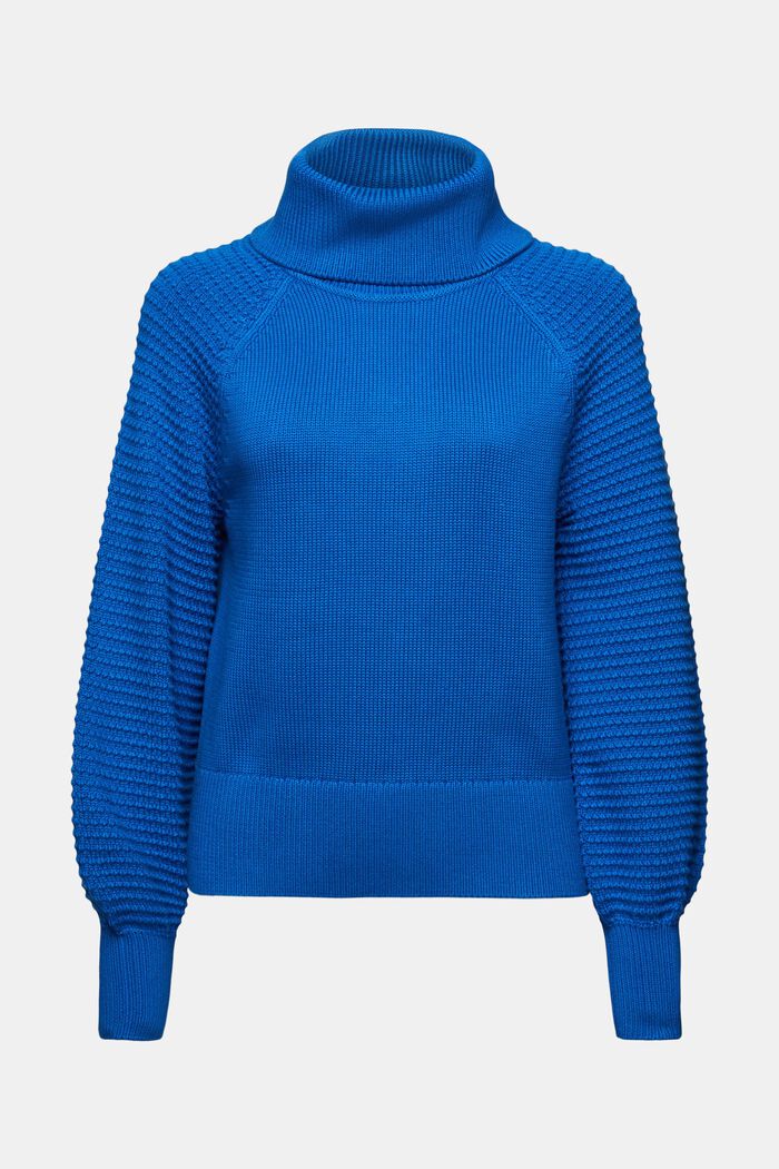 Cotton Turtleneck Sweater, BRIGHT BLUE, detail image number 6