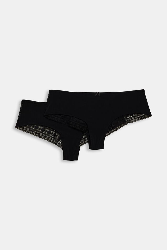 Multi-pack: brazilian hipster shorts with lace, BLACK, overview